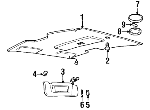 1998 Chevrolet Monte Carlo Interior Trim - Roof Lamp Asm-Dome *Graphite *Graphite Diagram for 15192454