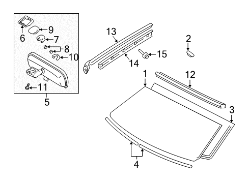 2002 Lexus RX300 Windshield Glass, Reveal Moldings Mirror Inside Holder Diagram for 87808-24010