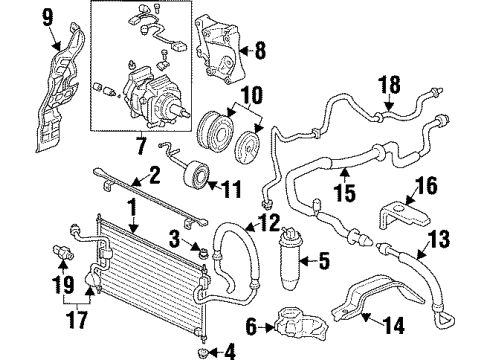 1997 Honda Prelude A/C Condenser, Compressor & Lines Coil Set, Field Diagram for 38924-P13-016