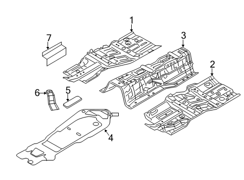 2014 Infiniti Q70 Pillars, Rocker & Floor - Floor & Rails Floor Front Diagram for G4321-1MAMA