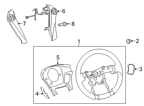 2015 Toyota Prius C Steering Column & Wheel, Steering Gear & Linkage Switch Assembly Diagram for 84247-52160-B0