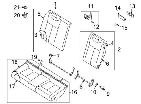 Diagram for 2010 Nissan Altima Rear Seat Components 