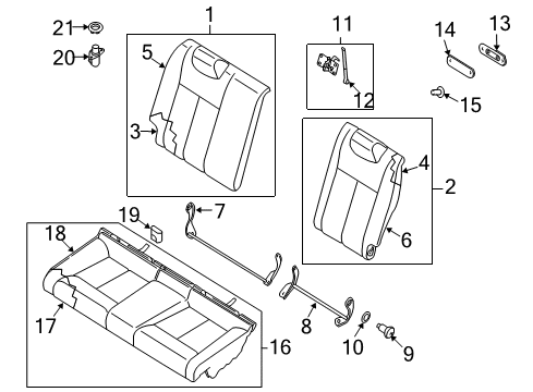 2011 Nissan Altima Rear Seat Components Bolt Diagram for 01121-N082U