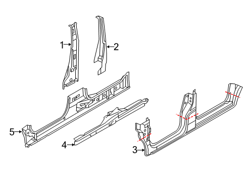 2016 Chevrolet City Express Center Pillar & Rocker Inner Rocker Diagram for 19317734
