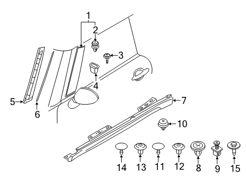 2018 Mini Cooper Countryman Exterior Trim - Pillars, Rocker & Floor Clip, Upper Part Diagram for 51417008526