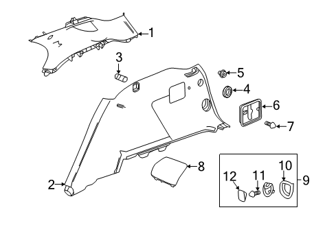 2020 Chevrolet Equinox Interior Trim - Quarter Panels Upper Quarter Trim Diagram for 84465160