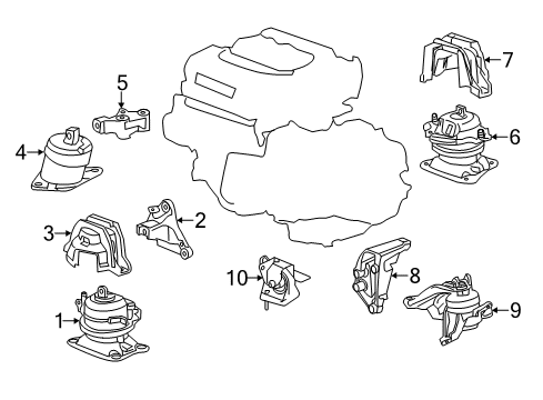 2018 Acura RLX Engine & Trans Mounting Bracket, Engine Side Mounting Diagram for 50620-TY3-A01