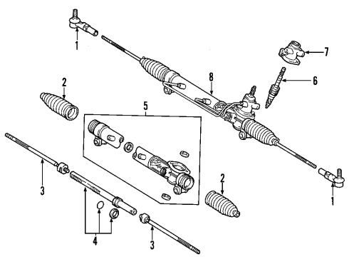 2002 Toyota MR2 Spyder P/S Pump & Hoses, Steering Gear & Linkage Seal Kit Diagram for 04446-17020