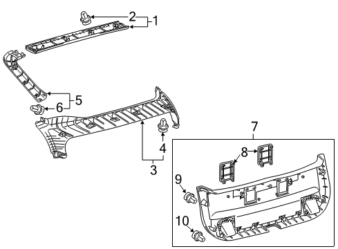 2013 Toyota Prius Interior Trim - Lift Gate Lower Trim Panel Diagram for 67750-47071-C0