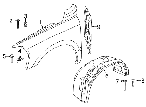 2019 Ram 2500 Fender & Components WHEELHOUSE Diagram for 68361450AB