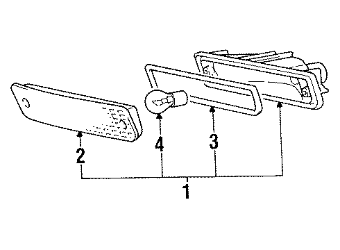 1992 Dodge Colt Signal Lamps Lens Front Turn Signal Lamp R Diagram for MB572594