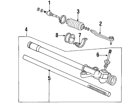 1989 Honda CRX Steering Column & Wheel, Steering Gear & Linkage Bush, Rack End Diagram for 53430-SH3-000