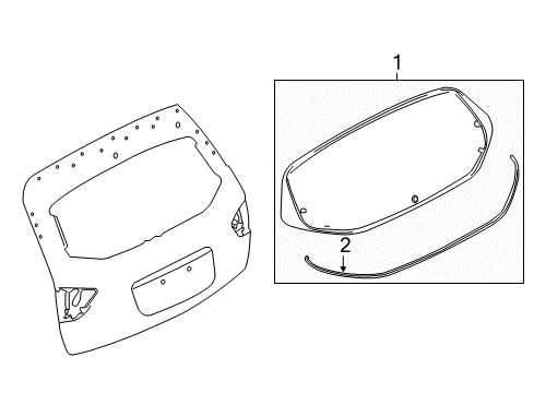 2015 Nissan Pathfinder Lift Gate - Glass & Hardware Glass Back Door Window Diagram for 90300-3KA0A