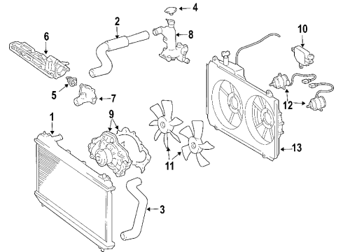 2004 Toyota Sienna Cooling System, Radiator, Water Pump, Cooling Fan Computer, Cooling Fan Diagram for 89257-30040