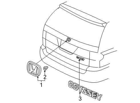 2003 Honda Odyssey Exterior Trim - Lift Gate Emblem, Rear (Odyssey) Diagram for 75722-S0X-A00