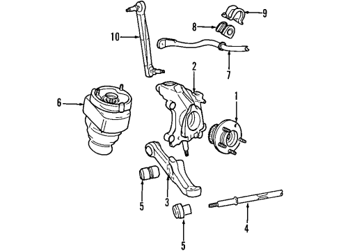 2002 Lincoln Continental Front Suspension Components, Lower Control Arm, Stabilizer Bar Link Assembly Diagram for 3F1Z-5K484-A