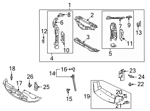 2015 Lexus IS350 Automatic Temperature Controls Support Sub-Assy, Radiator Diagram for 53202-53053