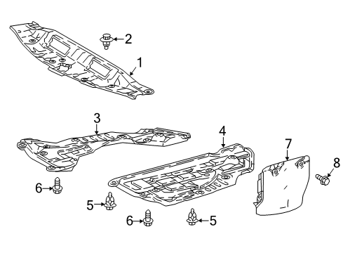 2022 Toyota Camry Splash Shields Under Cover Diagram for 51443-06020