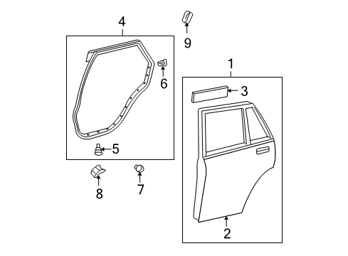 2004 Lexus RX330 Rear Door Panel, Rear Door, Outer LH Diagram for 67114-0E010