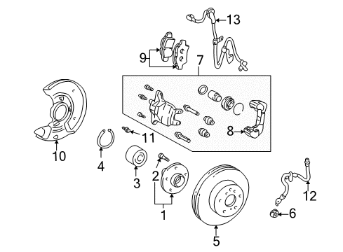 2005 Scion xA Brake Components Rotor Diagram for 43512-52080