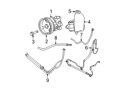 2010 Jeep Commander P/S Pump & Hoses, Steering Gear & Linkage Power Steering Pump With Pulley Diagram for 52089339AD