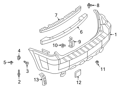 2005 Ford Escape Rear Bumper Bumper Cover Upper Retainer Diagram for -W707455-S300