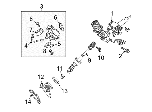 2009 Toyota Venza Ignition Lock Steering Column Diagram for 45250-0T062