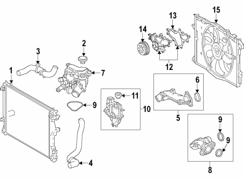 2019 Lexus LS500 Cooling System, Radiator, Water Pump, Cooling Fan Hose, Radiator, NO.1 Diagram for 16571-70400