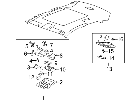 2009 Cadillac CTS Interior Trim - Roof Console Asm-Roof *Titanium M Diagram for 15876703