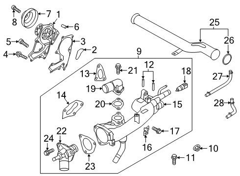 2019 Kia Sorento Powertrain Control Gasket-WITH/OUTLET Fitting Diagram for 256123L300