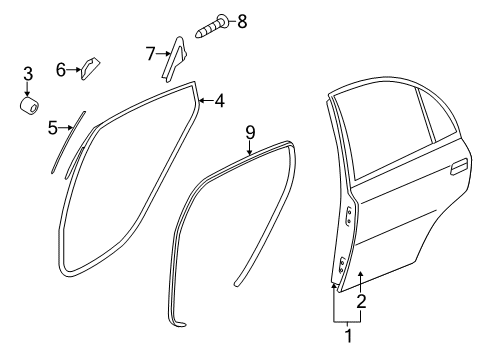 2013 Hyundai Accent Rear Door Weatherstrip-Rear Door Body Side RH Diagram for 83120-1R000-4X