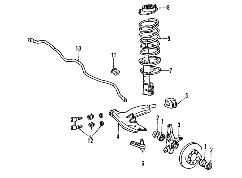 1993 Hyundai Elantra Front Suspension Components, Lower Control Arm, Stabilizer Bar Spring-Front Diagram for 54630-28040