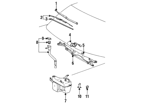 1994 Lexus GS300 Wiper & Washer Components Motor Assy, Windshield Wiper Diagram for 85110-30361
