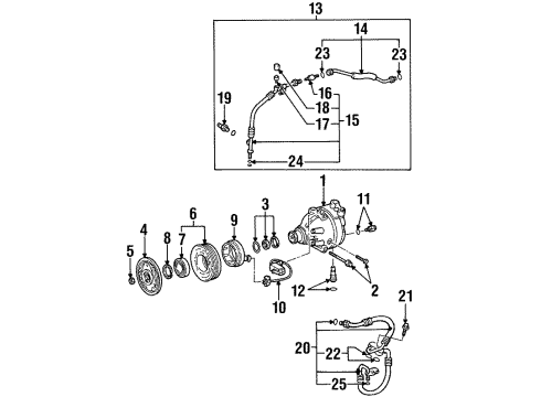 1999 Chevrolet Prizm A/C Condenser, Compressor & Lines Air Conditioner Compressor (Remanufacture) Diagram for 19169351