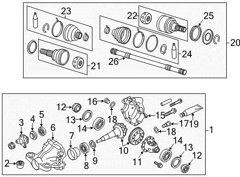 2018 Infiniti Q70L Axle & Differential - Rear INSULATOR-Differential Mounting Diagram for 55476-1MA0C
