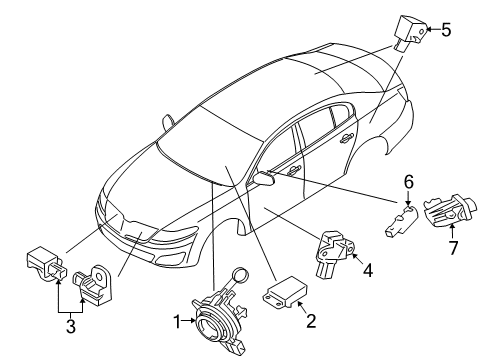 2011 Lincoln MKS Air Bag Components Clock Spring Diagram for AA5Z-14A664-A