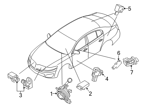 2009 Lincoln MKS Air Bag Components Passenger Discriminating Sensor Diagram for 8A5Z-14B422-B