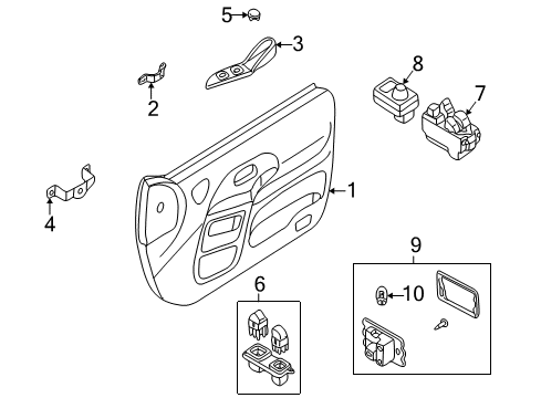 1999 Nissan Quest Front Door Switch Assy-Mirror Control Diagram for 25570-7B002