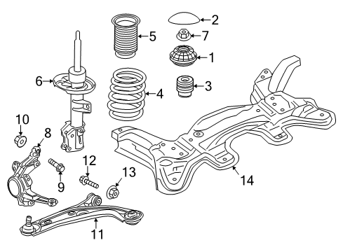 2016 Fiat 500 Front Suspension, Lower Control Arm, Stabilizer Bar, Suspension Components Nut-HEXAGON Locking Diagram for 6106208AA