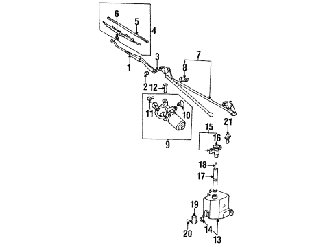 1995 Hyundai Sonata Wiper & Washer Components Windshield Wiper Blade Diagram for 98351-34000