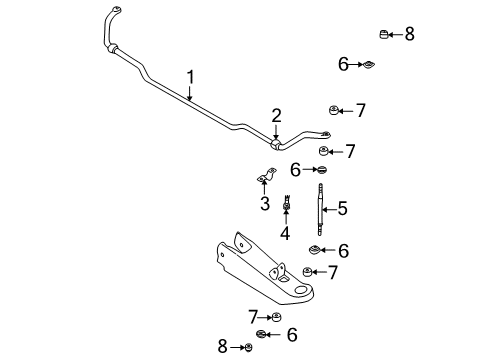 2001 Nissan Frontier Stabilizer Bar & Components - Front Bolt Diagram for 08114-0251B