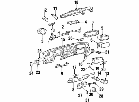 2000 GMC Yukon Instrument Panel Holder, Instrument Panel Cup Diagram for 15725716