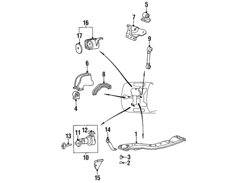 1996 Hyundai Sonata Engine & Trans Mounting Bracket-Roll Stopper, Rear Diagram for 21690-35000