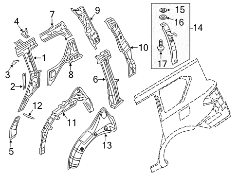 2013 Infiniti QX56 Inner Structure - Quarter Panel Washer Diagram for 96399-1LA0A