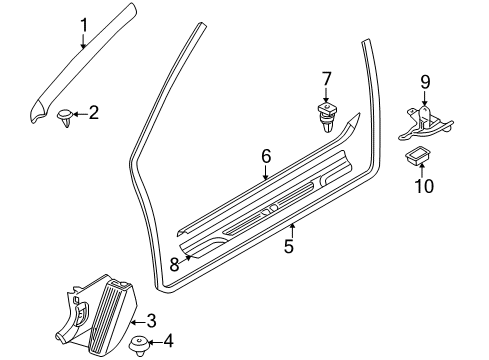 2002 BMW M3 Interior Trim - Pillars, Rocker & Floor Covering Left Diagram for 51438223171