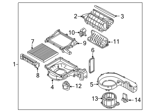 2010 Hyundai Santa Fe Blower Motor & Fan Seal-Blower Unit Diagram for 97127-3K000