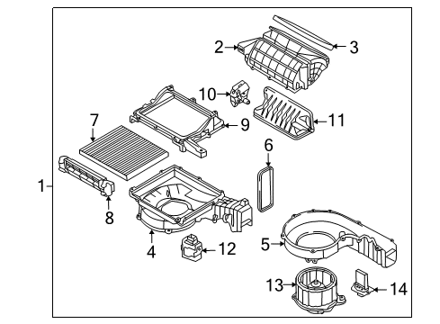 2010 Hyundai Santa Fe Blower Motor & Fan Blower Unit Diagram for 97100-0W305