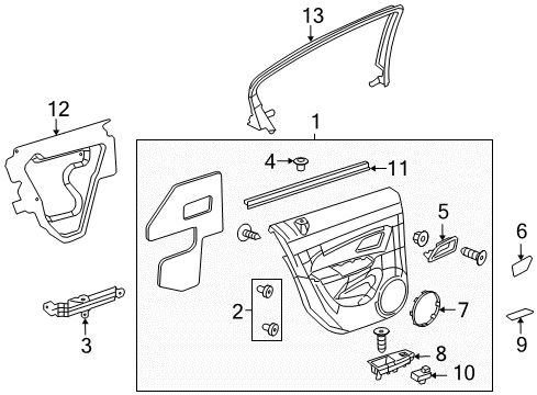 2014 Chevrolet Cruze Rear Door Door Trim Panel Diagram for 42363682