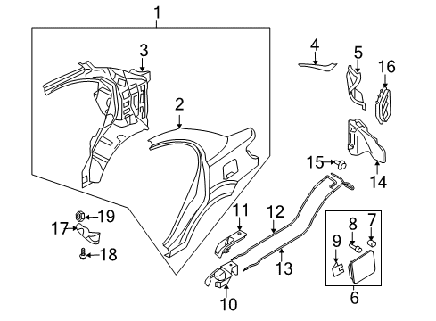 2008 Hyundai Accent Trunk Trunk Lid Lock Assembly Diagram for 81250-1EB00