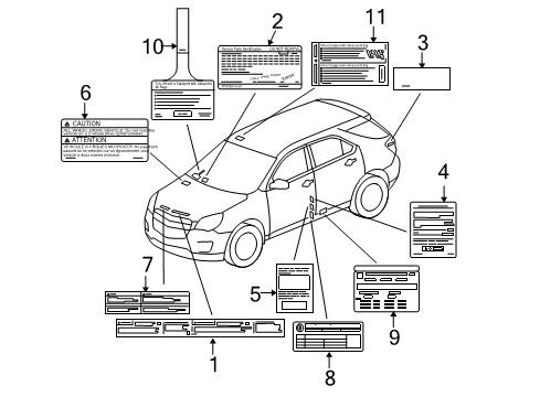 2013 Chevrolet Equinox Information Labels AC Label Diagram for 25799035